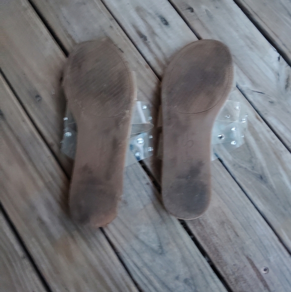 Women's Jessica Simpson Clear Slip on Sandals with Sparkly Rhinestones Size 8 - Picture 3 of 6